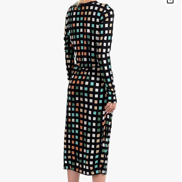 *NWT** Boss Women's Esetta Plaid Long Sleeve Multi-Color Shift Dress - Picture 3 of 12